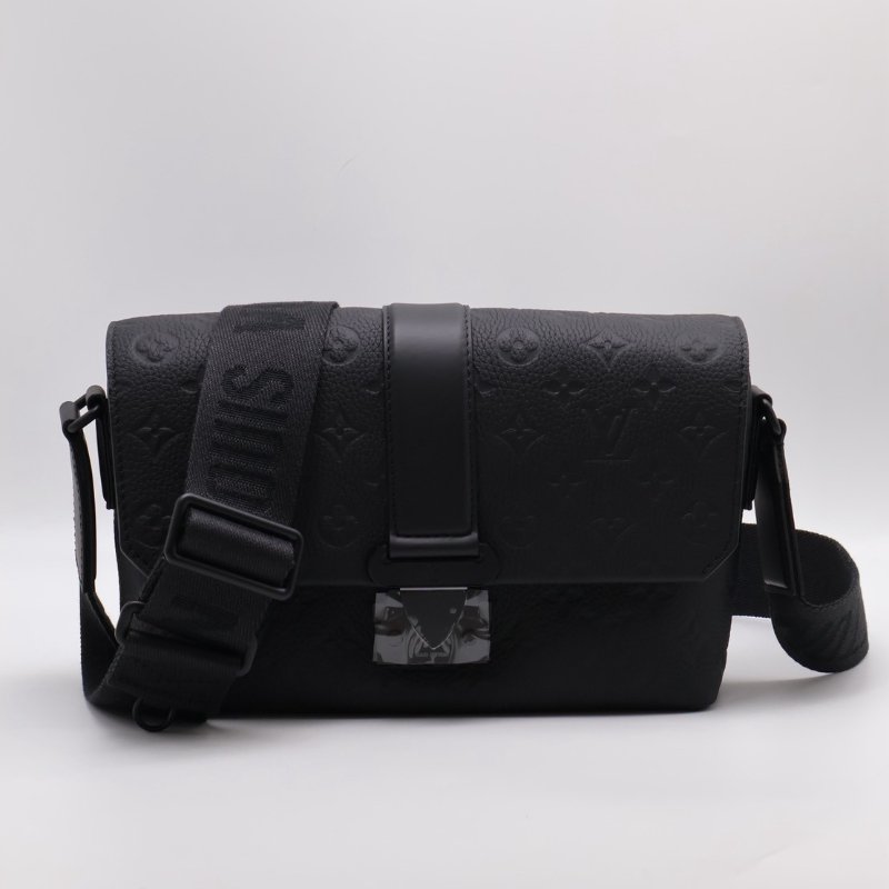 LOUIS VUITTON S-Cape 壓紋牛皮郵差包 - 黑-0