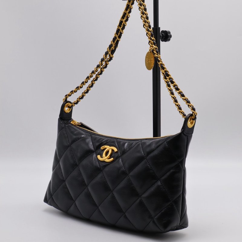 CHANEL 25S皮穿鍊單肩包 - 黑金-5