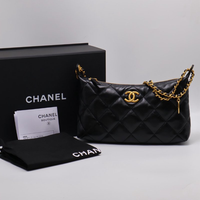CHANEL 25S皮穿鍊單肩包 - 黑金-7