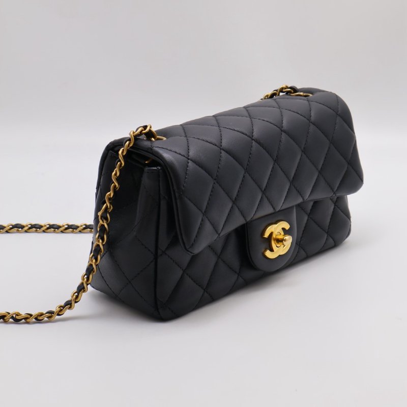 CHANEL 經典口蓋包 Mini CF20 - 金球黑金-5