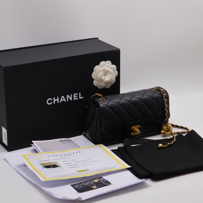 CHANEL 經典口蓋包 Mini CF20 - 金球黑金-6