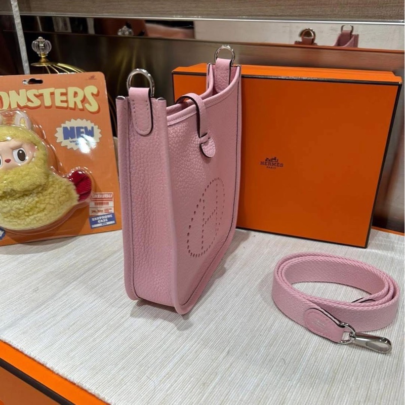 Hermes mini evelyne,櫻花粉,STAMP K-1