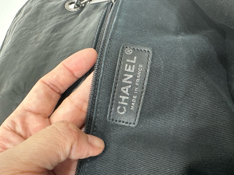 CHANEL 香奈兒 CF 黑銀 雙口袋 機場包 斜背包 肩背包 側背包 鏈條包-35