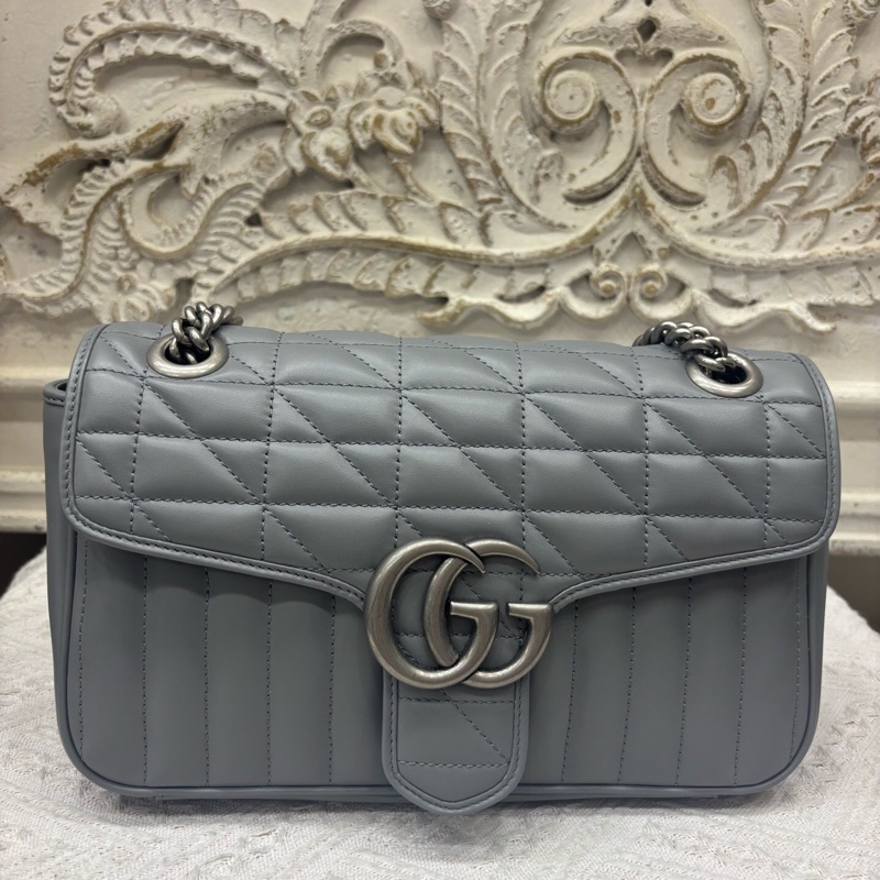 Gucci灰色马蒙翻盖包-0