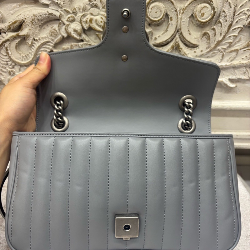 Gucci灰色马蒙翻盖包-5
