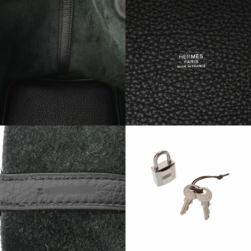 HERMES Picotin Lock MM 黑色 Z 印章(約 2021 年)女士 Taurillon Clemence 皮革手提包-10