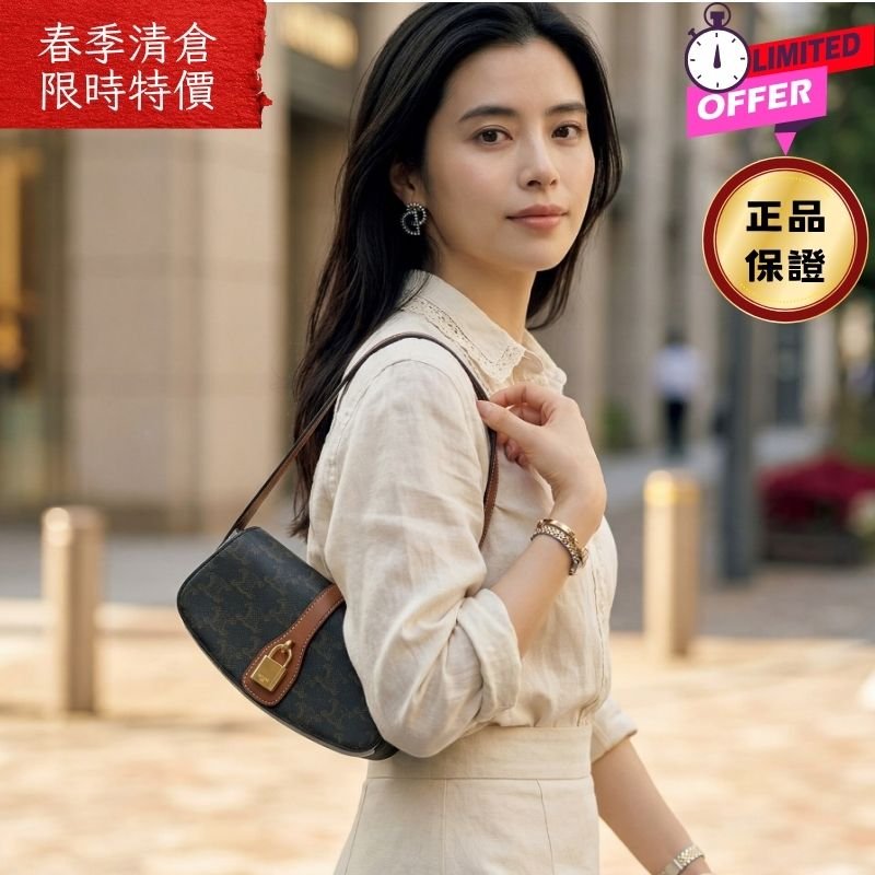 🎉新品好折扣✨ Celine 10I592 凱旋門老花 Taubou 鎖頭包-0