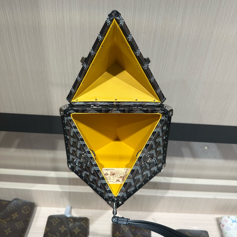 戈雅GOYARD Dé 老花满印锁扣开合 帆布拼皮 手腕包-4