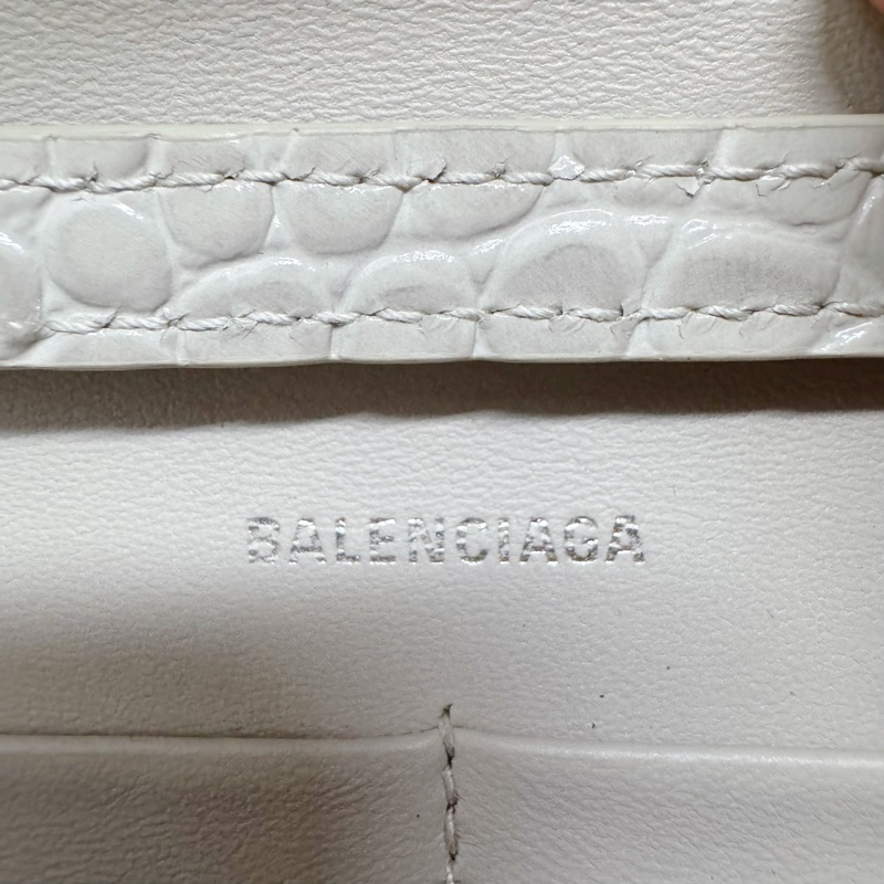 巴黎世家Balenciaga淺灰色牛皮鰐壓紋Hourglass沙漏WOC單肩包百搭色-2