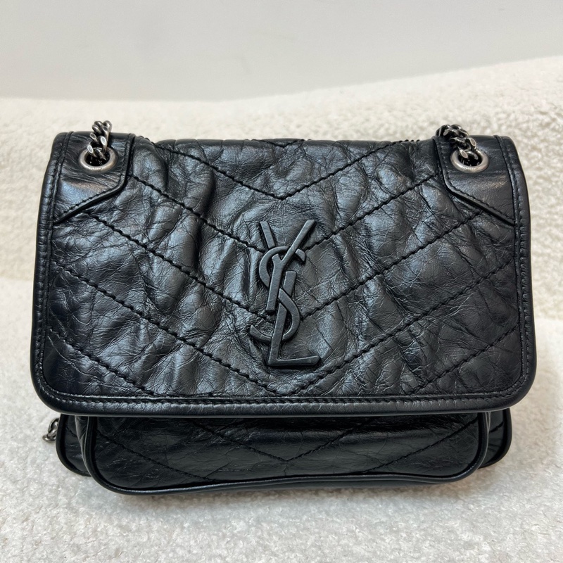Ysl niki baby黑銀小號 D扣鏈條包 尺寸約21*16*7.5 附件防塵袋-8