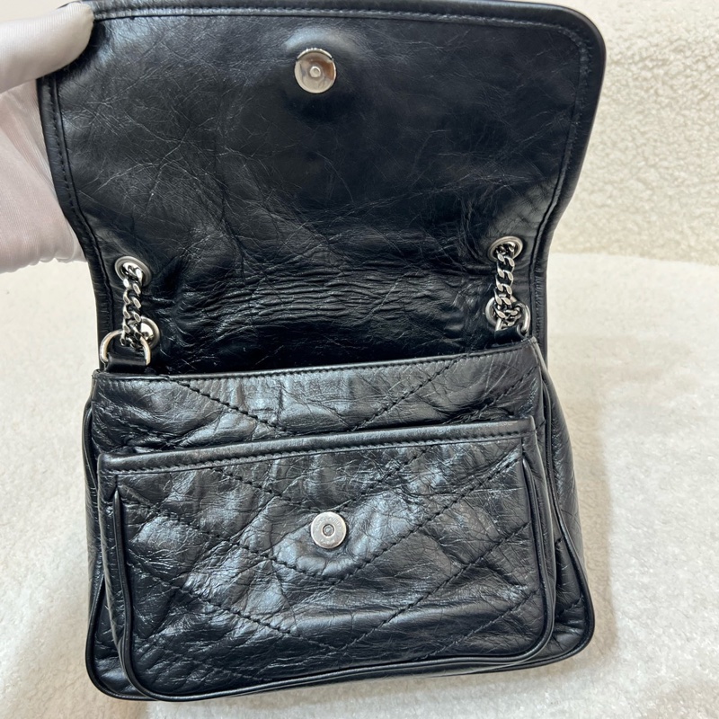 Ysl niki baby黑銀小號 D扣鏈條包 尺寸約21*16*7.5 附件防塵袋-18