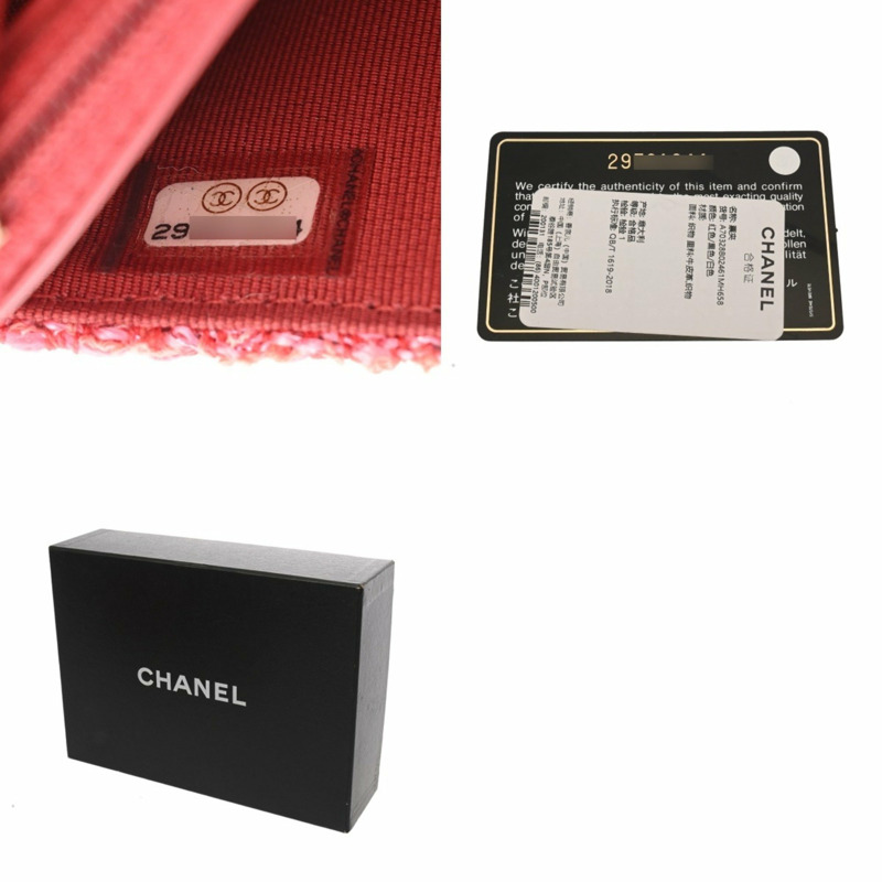 CHANEL 鏈條錢包 紅色 女士粗花呢單肩包-10