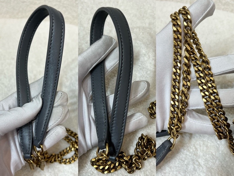 YSL UFFER TOY灰金羊皮革 迷你mini雲朵包手袋鏈條包22年 塵袋 尺寸約22.5*16*8。-20