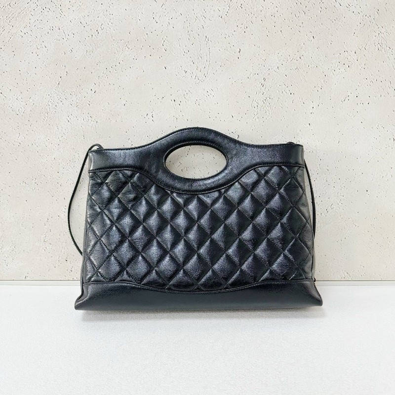 Chanel31 bag 黑金油蠟皮 横版-1