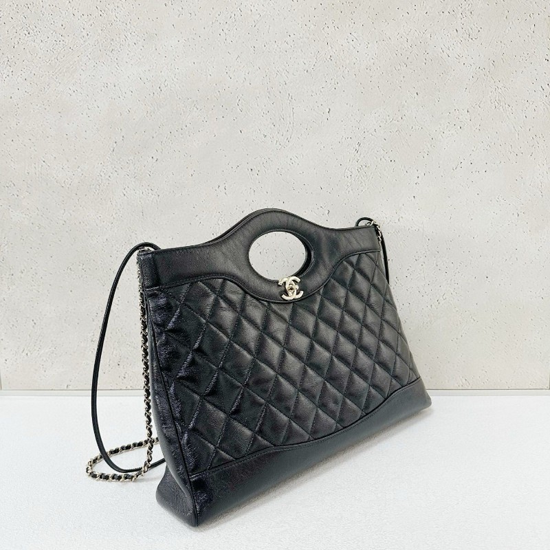 Chanel31 bag 黑金油蠟皮 横版-2