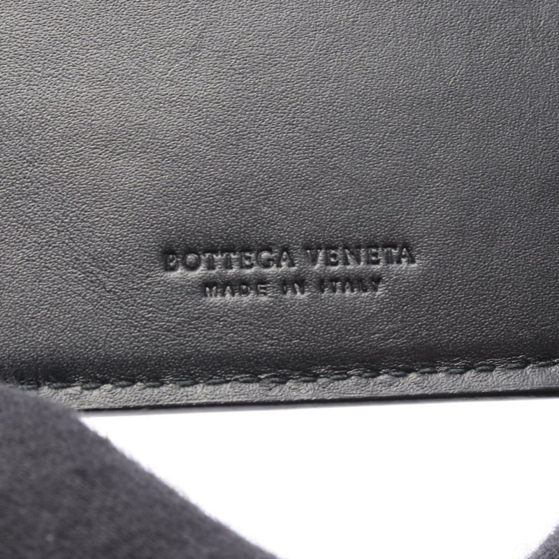 BOTTEGA VENETA Intrecciato 雙折皮夾 皮革 黑色 二手 女士-3