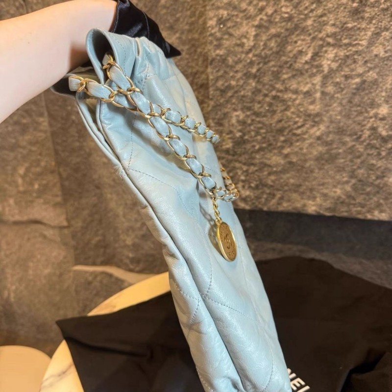 Chanel 22bag 中號 灰金色-1