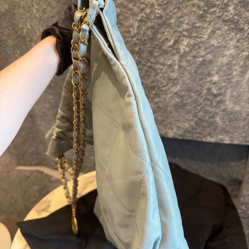 Chanel 22bag 中號 灰金色-2