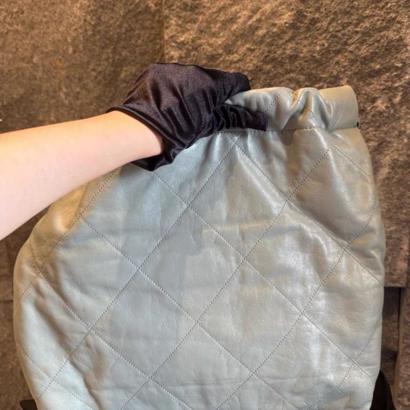Chanel 22bag 中號 灰金色-4