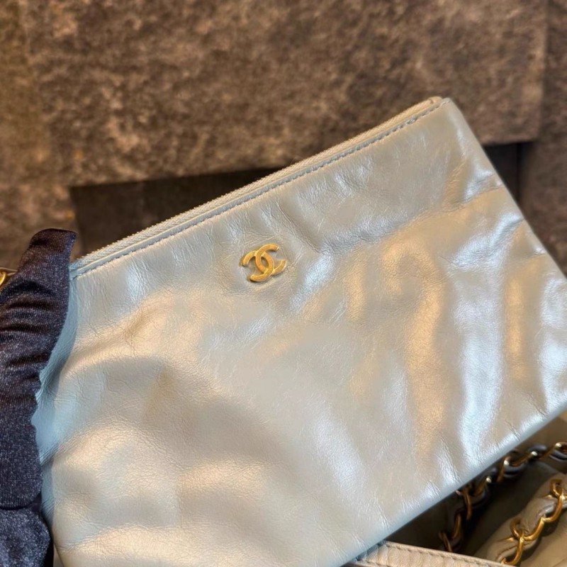 Chanel 22bag 中號 灰金色-5