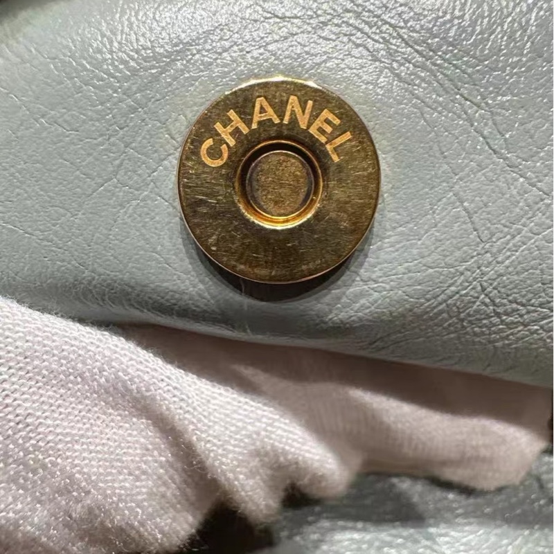 Chanel 22bag 中號 灰金色-14
