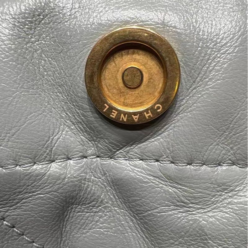 Chanel 22bag 中號 灰金色-16