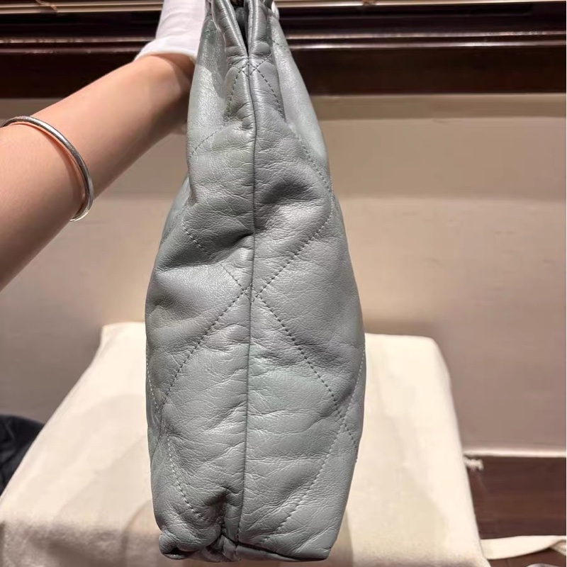 Chanel 22bag 中號 灰金色-19