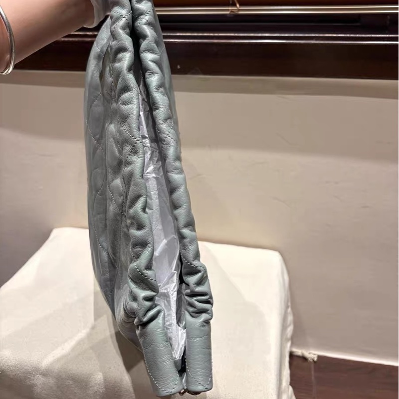 Chanel 22bag 中號 灰金色-20