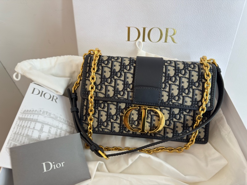 近新Dior蒙田30 Montaigne鏈帶包藍色Dior Oblique 緹花M9208UTZQ中號-0