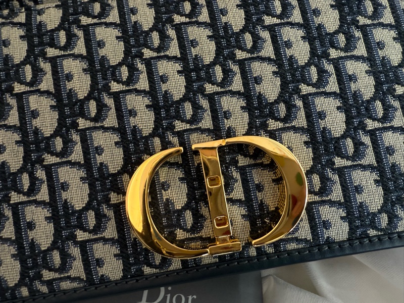 近新Dior蒙田30 Montaigne鏈帶包藍色Dior Oblique 緹花M9208UTZQ中號-6