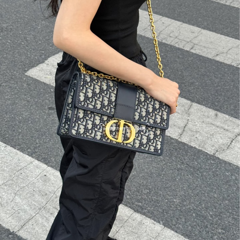 近新Dior蒙田30 Montaigne鏈帶包藍色Dior Oblique 緹花M9208UTZQ中號-15