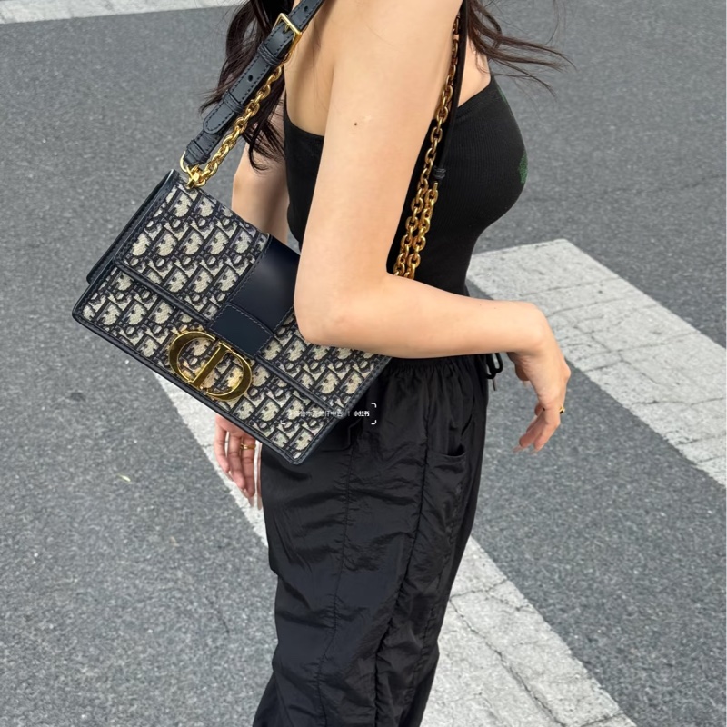 近新Dior蒙田30 Montaigne鏈帶包藍色Dior Oblique 緹花M9208UTZQ中號-16