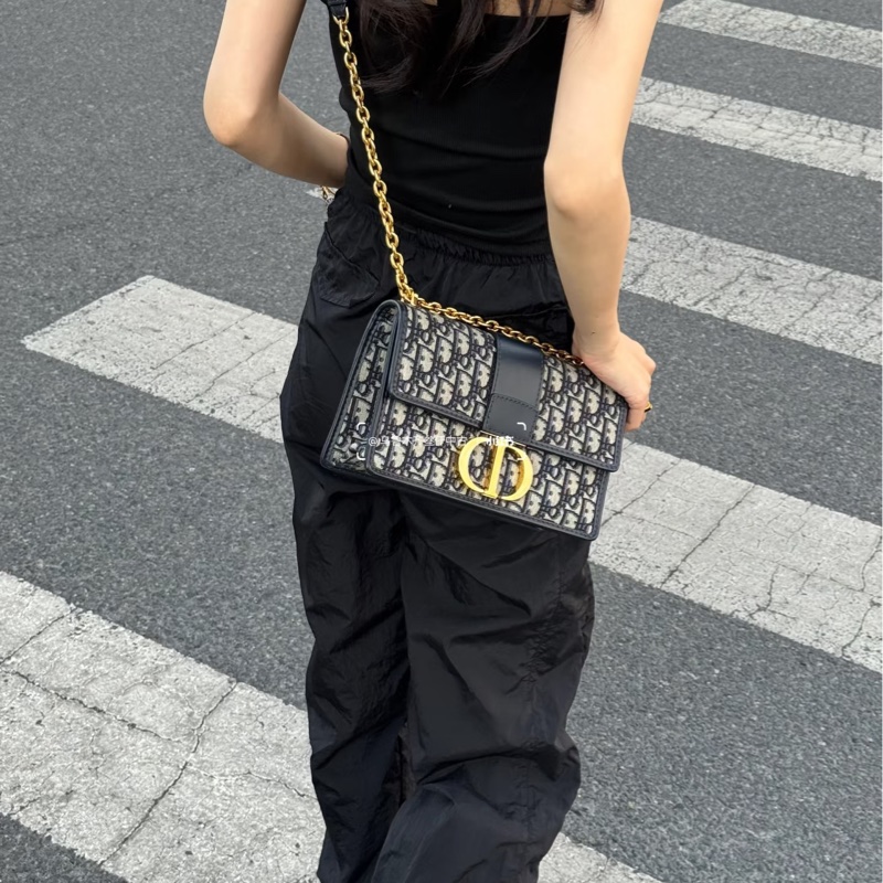 近新Dior蒙田30 Montaigne鏈帶包藍色Dior Oblique 緹花M9208UTZQ中號-17