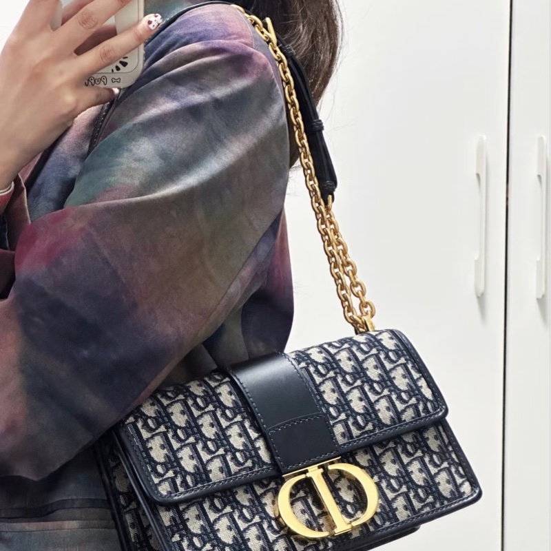 近新Dior蒙田30 Montaigne鏈帶包藍色Dior Oblique 緹花M9208UTZQ中號-20