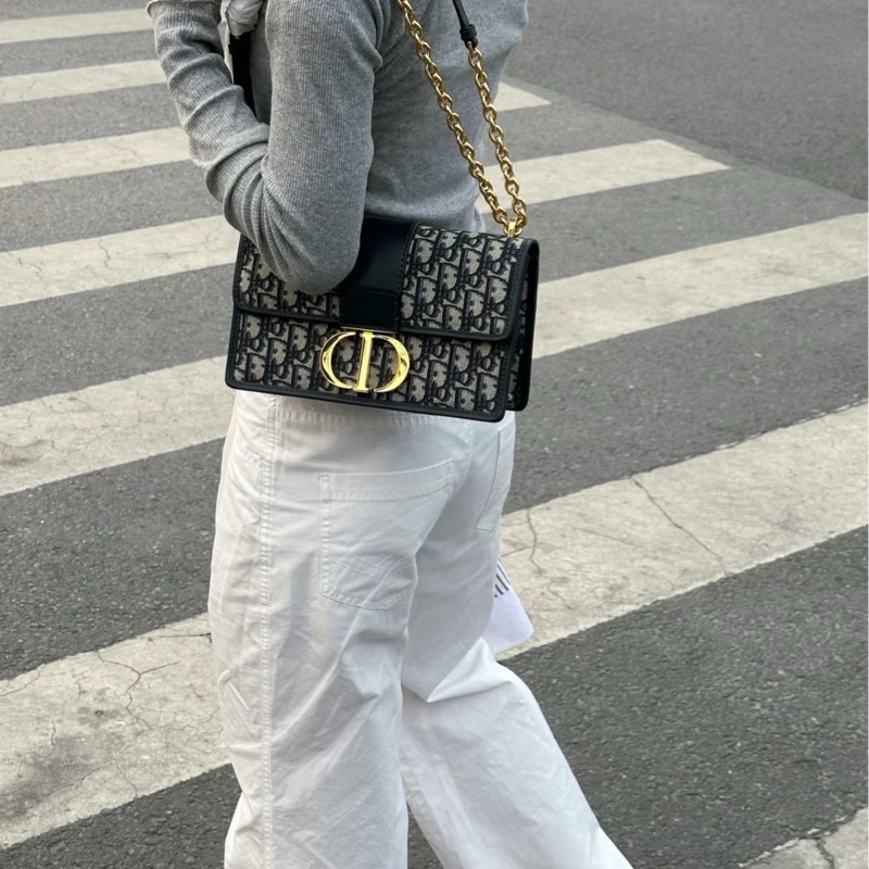 近新Dior蒙田30 Montaigne鏈帶包藍色Dior Oblique 緹花M9208UTZQ中號-22