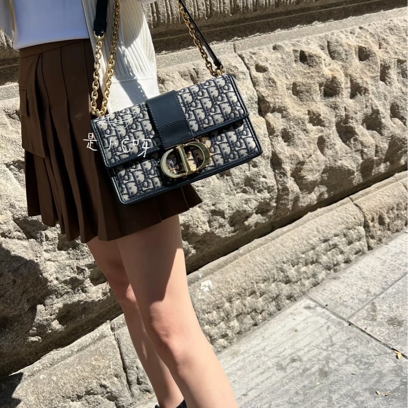 近新Dior蒙田30 Montaigne鏈帶包藍色Dior Oblique 緹花M9208UTZQ中號-24