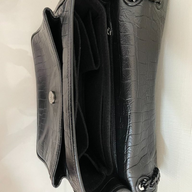 SAINT LAURENT(聖羅蘭) Niki 中號 28 鱷魚壓紋 黑色-5