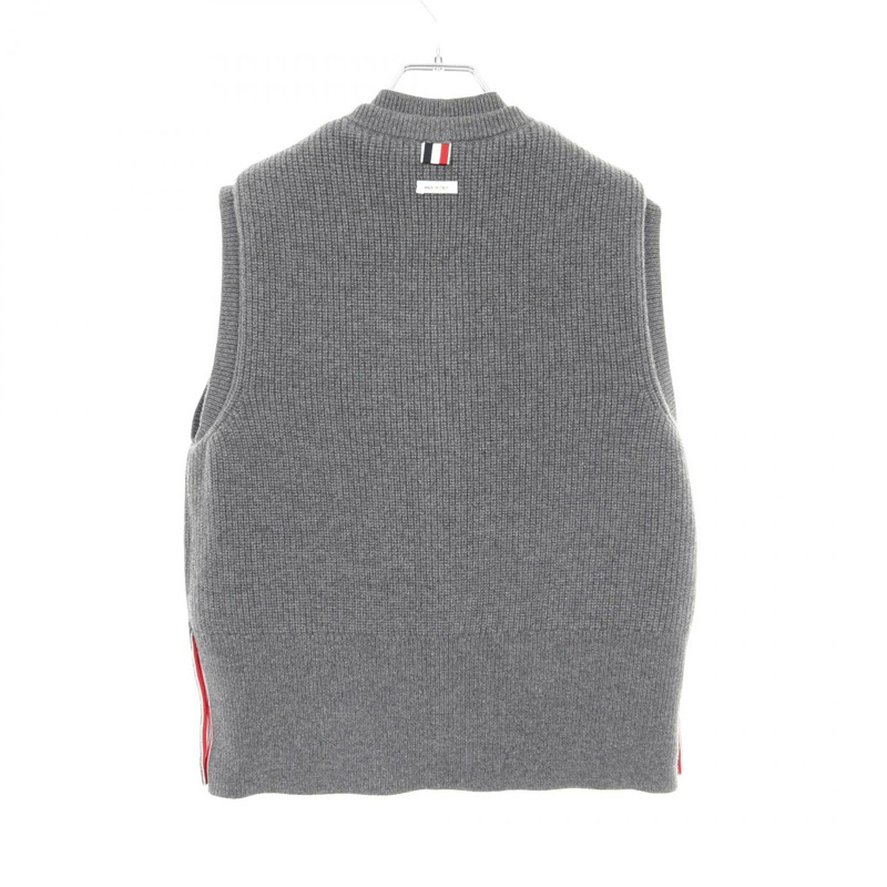 THOM BROWNE 四條紋雙面夾棉背心 羊毛 聚酯纖維 灰色 42 碼 二手 女款-1