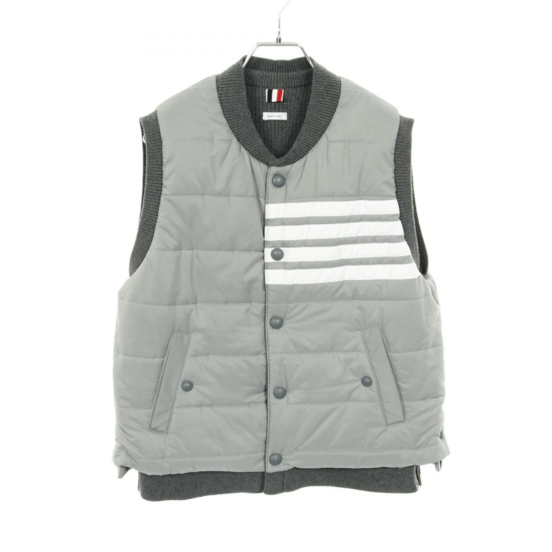 THOM BROWNE 四條紋雙面夾棉背心 羊毛 聚酯纖維 灰色 42 碼 二手 女款-2