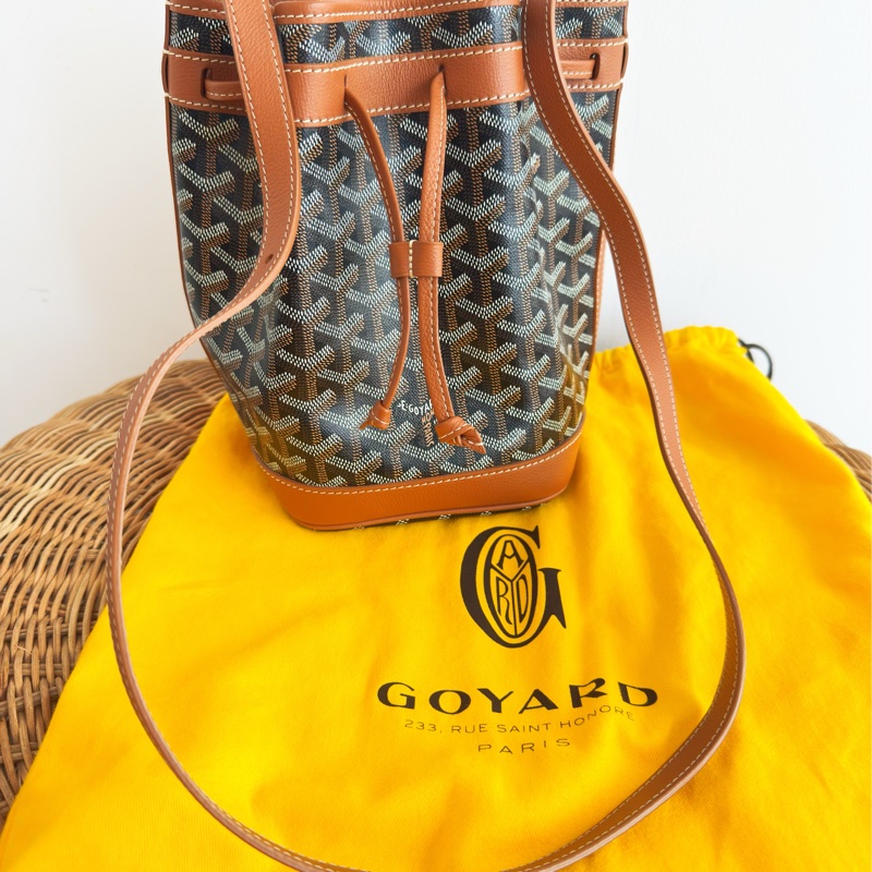 近新GOYARD焦糖色帆布PEFLOPMLTY01CL Petit Flot 水桶包-0