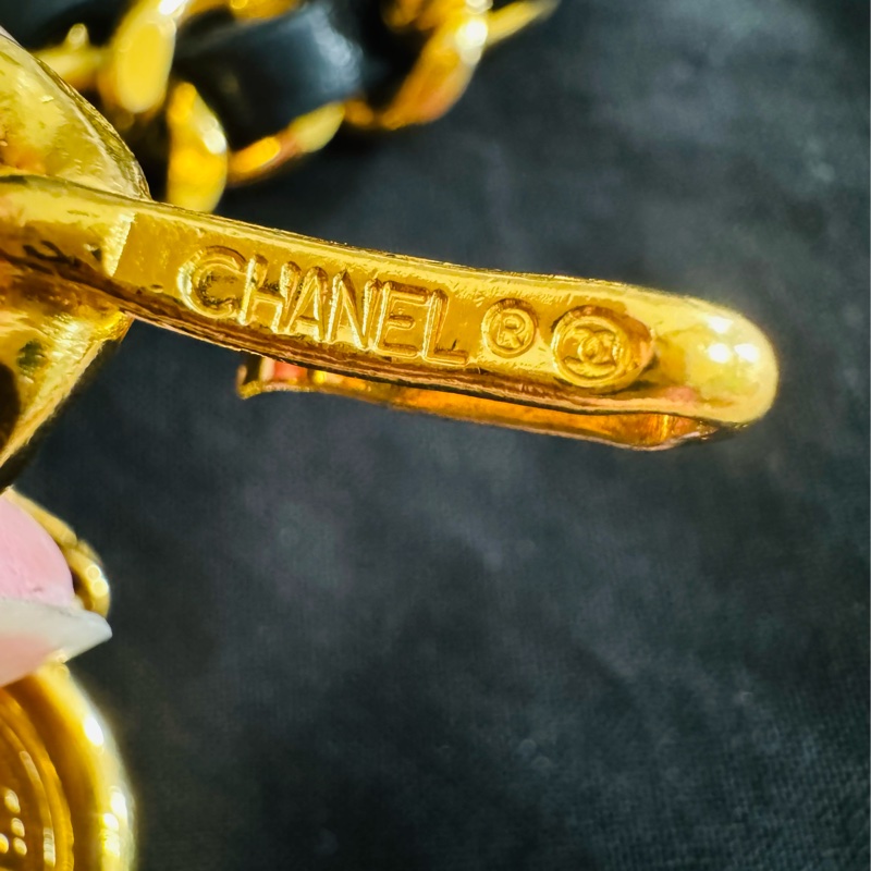 售二手 真品 CHANEL 皮穿金鏈腰帶 項鍊 萬用-25