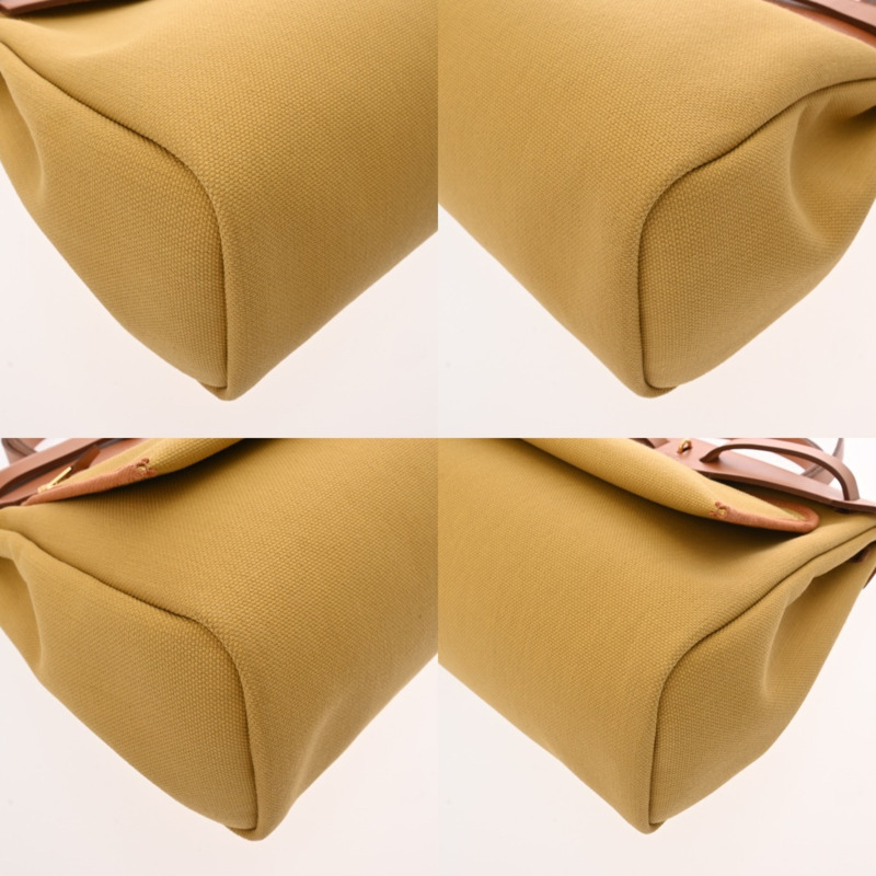 HERMES Airbag Zip PM 雙向金色/薑黃色 Z 印章（約 2021 年）女士 Toile Militaire/Vache Hunter 手提包，全新-7