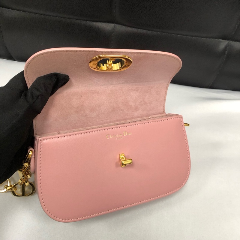 Dior 復古粉色光面牛皮革 尺寸約18 *10cm 編碼23年-2