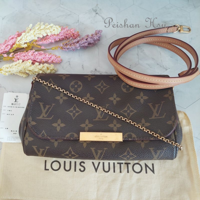 LV 經典老花M40717 🌈實品拍照🌈Favorite PM (小) 經典花紋鍊條肩背包 斜背包~二手-1