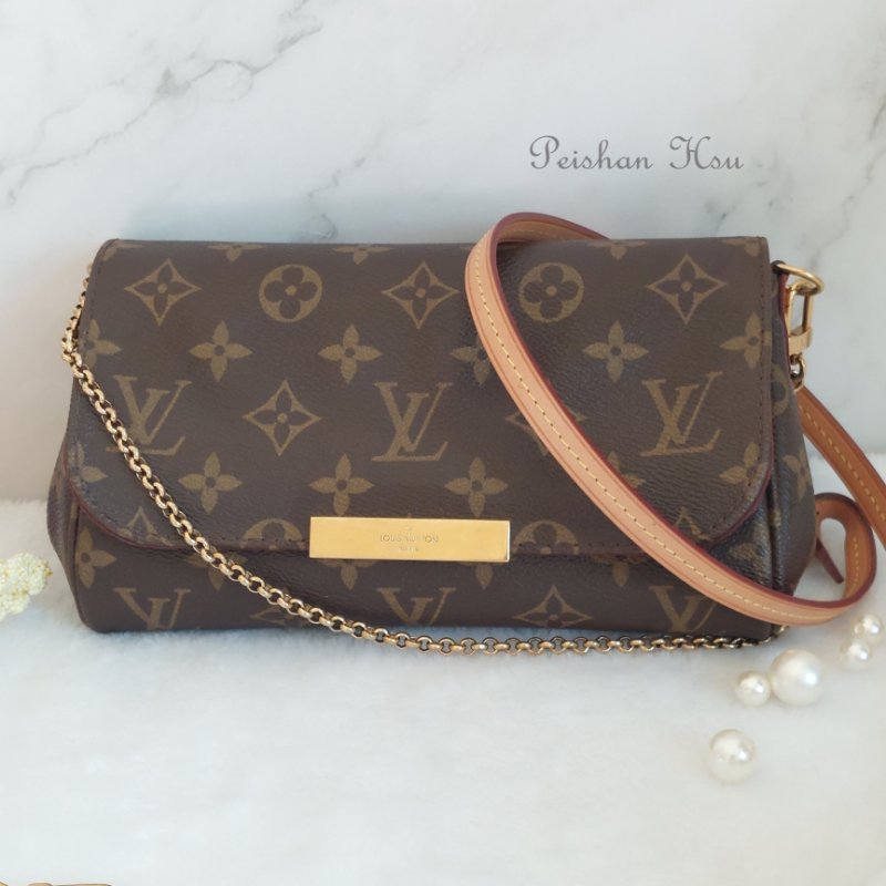 LV 經典老花M40717 🌈實品拍照🌈Favorite PM (小) 經典花紋鍊條肩背包 斜背包~二手-3