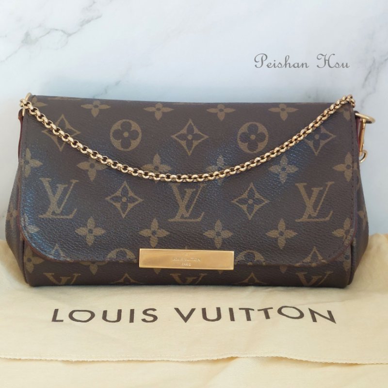 LV 經典老花M40717 🌈實品拍照🌈Favorite PM (小) 經典花紋鍊條肩背包 斜背包~二手-4