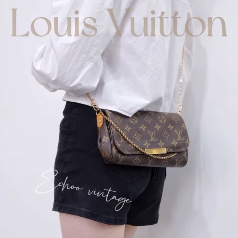 LV 經典老花M40717 🌈實品拍照🌈Favorite PM (小) 經典花紋鍊條肩背包 斜背包~二手-8