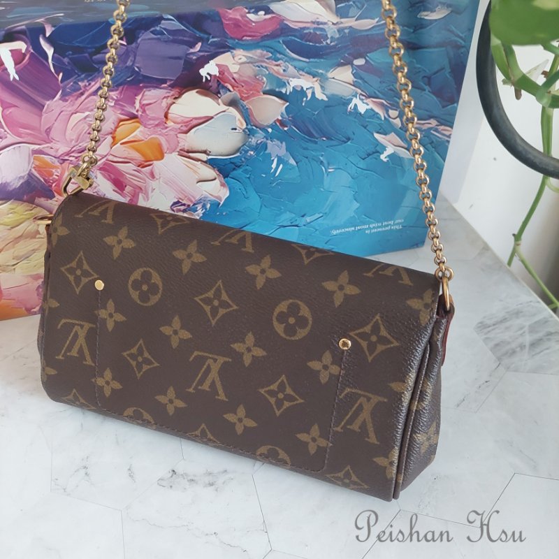 LV 經典老花M40717 🌈實品拍照🌈Favorite PM (小) 經典花紋鍊條肩背包 斜背包~二手-20