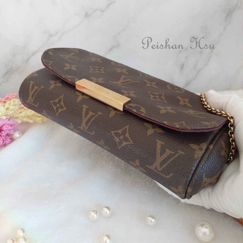 LV 經典老花M40717 🌈實品拍照🌈Favorite PM (小) 經典花紋鍊條肩背包 斜背包~二手-26