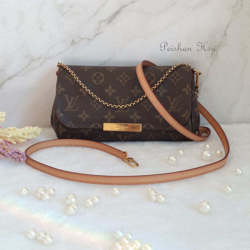 LV 經典老花M40717 🌈實品拍照🌈Favorite PM (小) 經典花紋鍊條肩背包 斜背包~二手-45